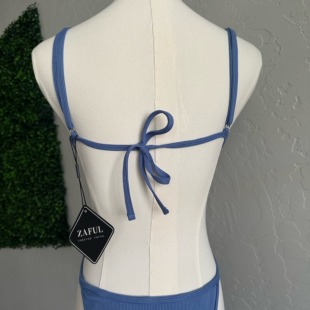 Zaful Ribbed Indigo Bikini Set - Picture 4 of 4